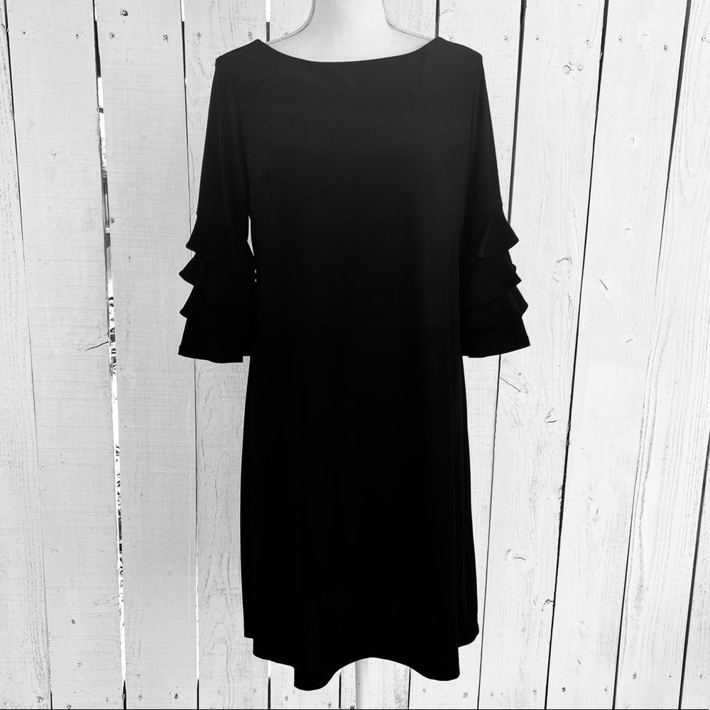 Black Ruffled sleeves dress Size 10 by Gabby Skye